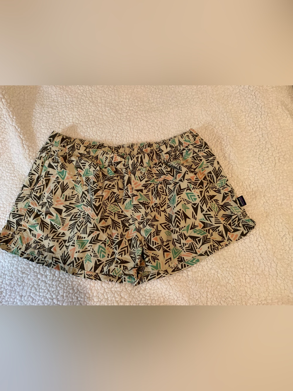 Patagonia Black, Teal & Coral Patterned Swim/Board Shorts